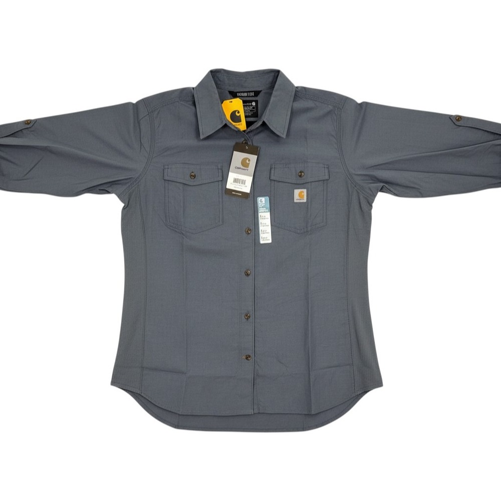 Carhartt Womens NWT Rugged Flex Relaxed Fit Shirt Large Bluestone 103600-BLS